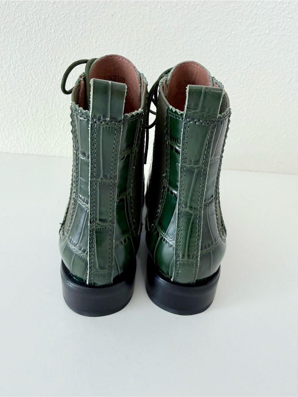 Jeffrey Campbell Junction Great Moments Green Croc Embossed Leather Boots Size 6 - Picture 4 of 13